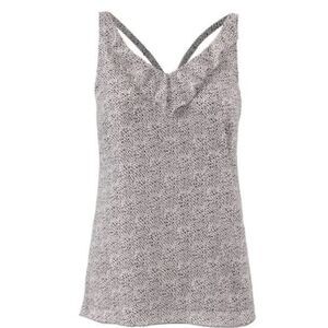 Cabi Flutter Tank Top V-Neck Blouse Black White Size Small